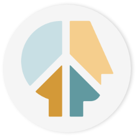 a profile head logo with four pieces