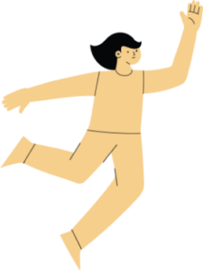 an illustration of a person with a bob dancing