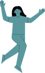 an illustration of a person with long straight hair dancing